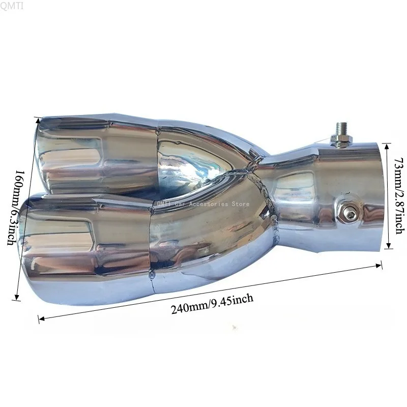 Dual Outlet Car Exhaust Pipe Tip Muffler Tip Tail Pipe Universal Stainless Steel Exhaust System Car Accessories