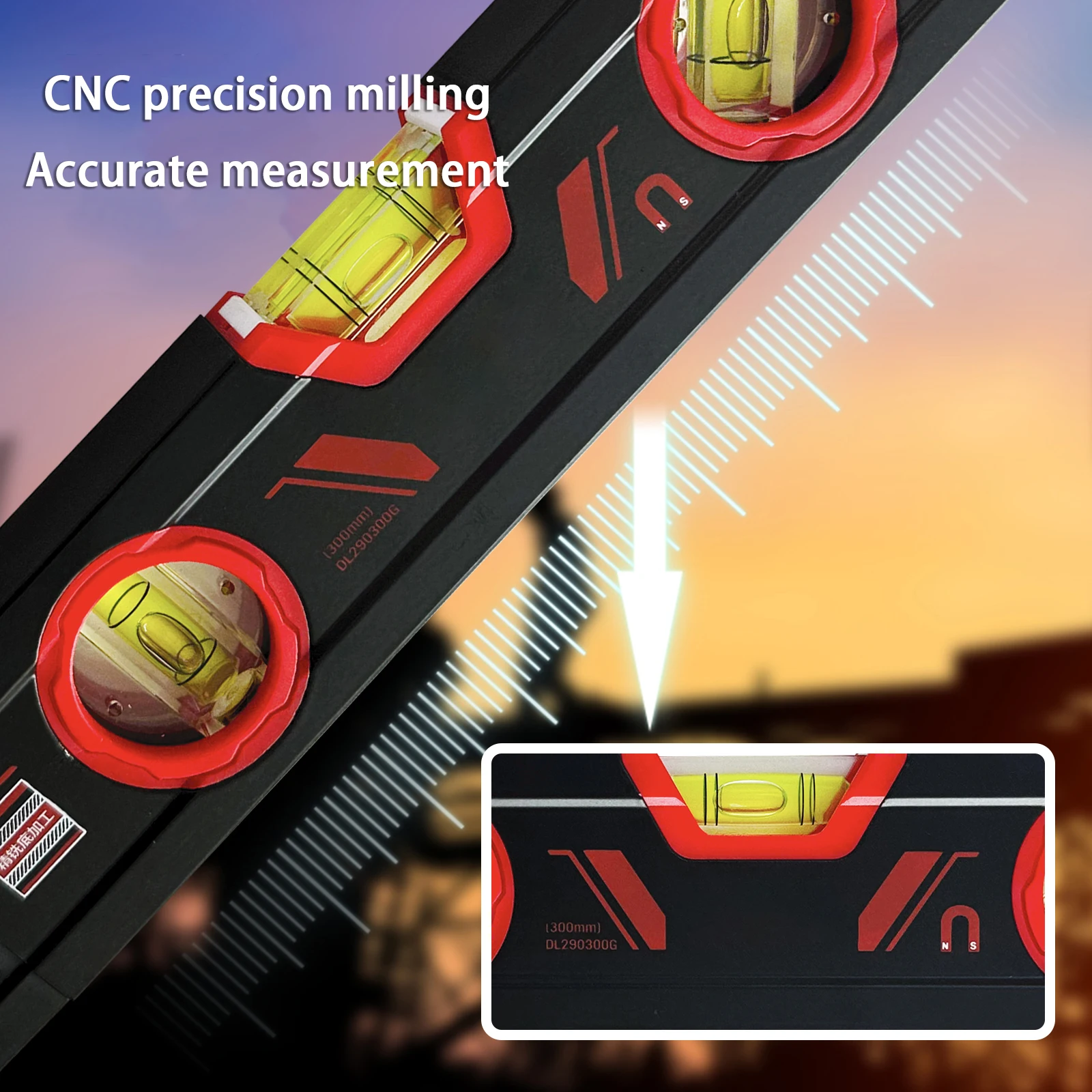 Deli Torpedo Level Magnetic Torpedo Spirit Level Tool with 3 Vials, 45°/90°/180°Degrees, Aluminum Shockproof Bubble Level