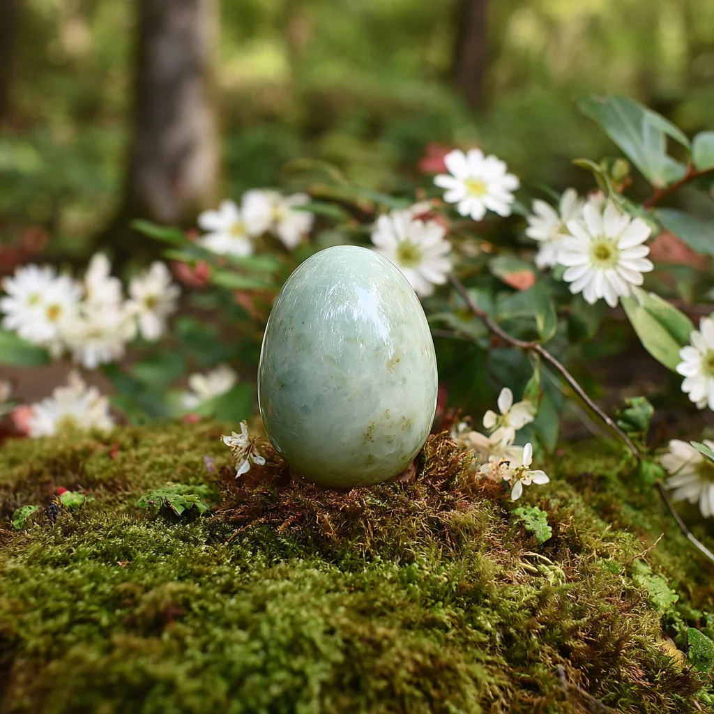 Natural Serpentine Jade Egg – Hand-Polished Crystal for Healing, Meditation & Home Décor