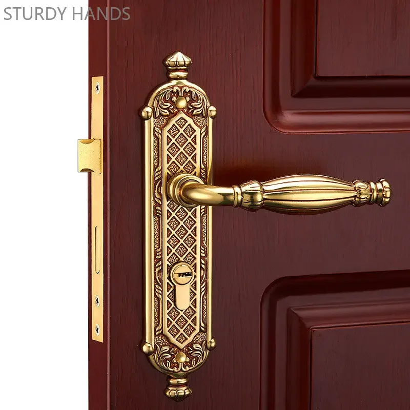 Imagem -03 - High Grade Pure Copper Door Lock Mudo Segurança Porta Fechaduras Interior Quarto Maçaneta Deadbolt Lockconjunto Hardware Móveis