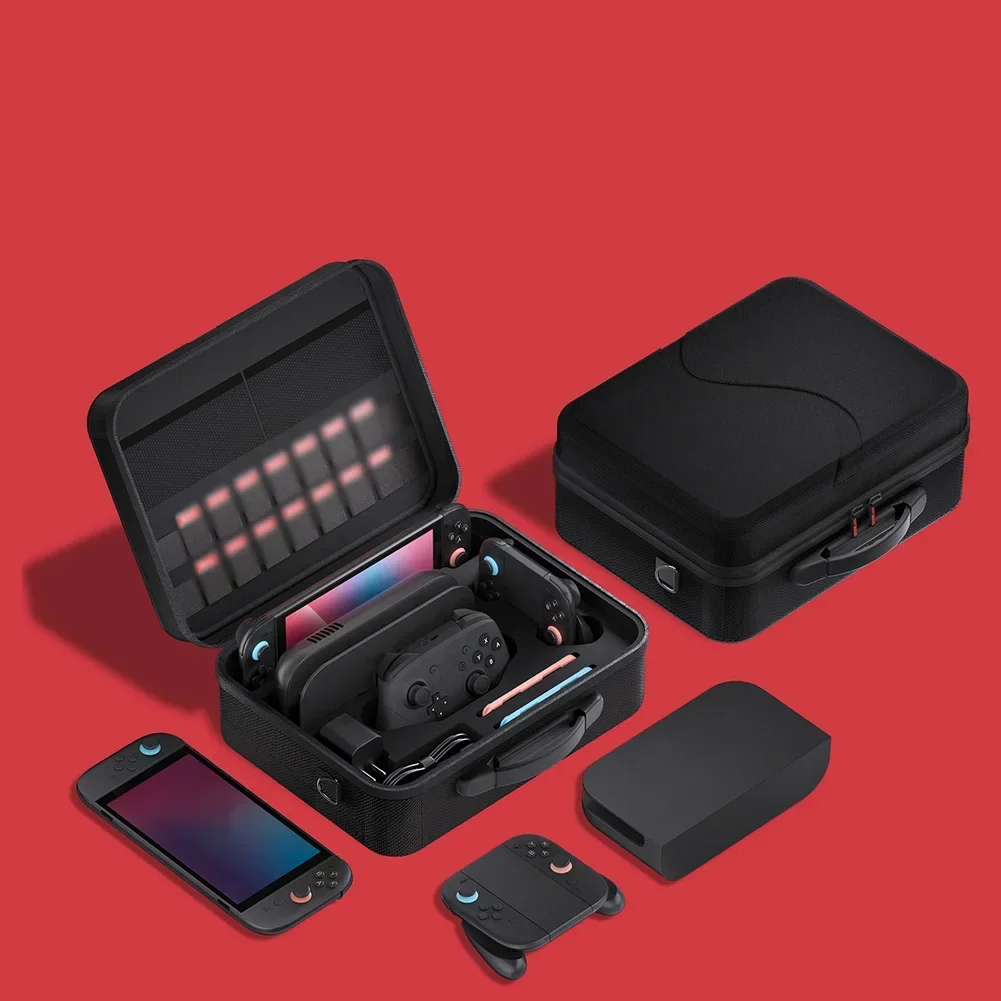 

Жесткая сумка для переноски консоли Switch, аксессуаров и игровой консоли, сумка для хранения, большой чехол для Nintendo Switch, 2-частный