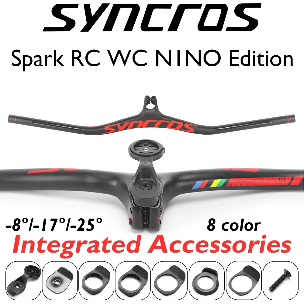 Syncros bicicleta de montaña de fibra de carbono mate personalizada manillar de bicicleta MTB integrado FRASER IC SL con ángulo de vástago-8/-17/-25 grados