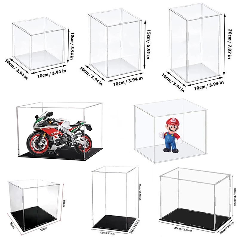 Black/White Base Acrylic Display Case Box Organizer Stand Protection Showcase for Lego model Action Figures Toys/Collectibles