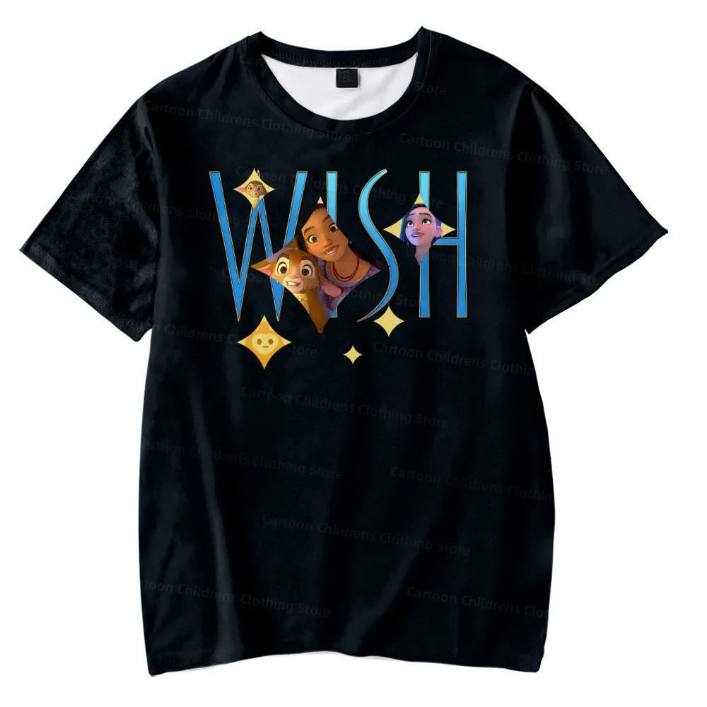 MINISO New T-Shirts Star Wish Cartoon Anime Print Streetwear Kids Adults Fashion Oversized T Shirts Kids Boy Girls Tops Clothing