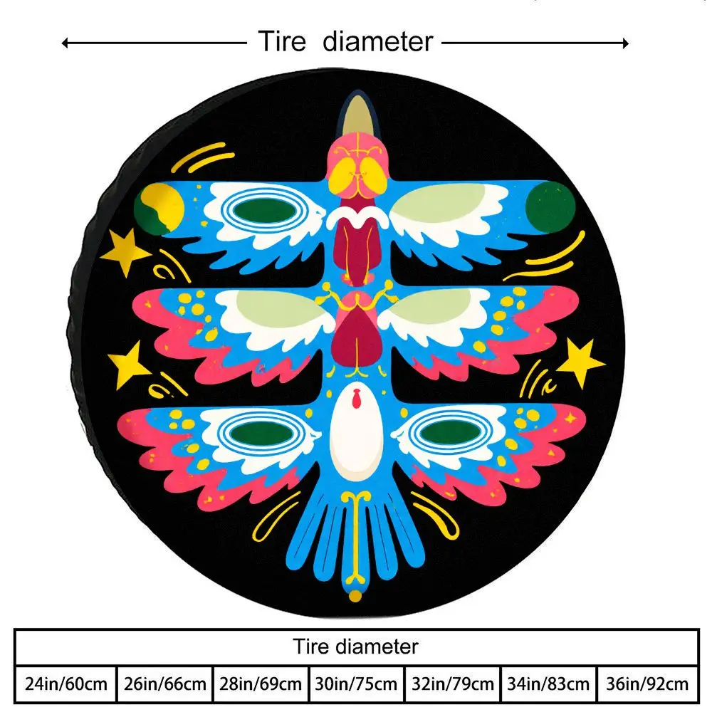 Creative Symmetrical Colorful Biological Pattern Tire Cover, Polyester Fiber Printed Spare Tire Cover, Suitable For Rvs, Suvs, A