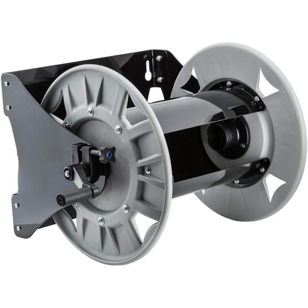 w/Steel Frame - Adjustable Tension Knob, Wall Mount Vacuum Hose Reel - Easy Installation Dust Collector Accessories