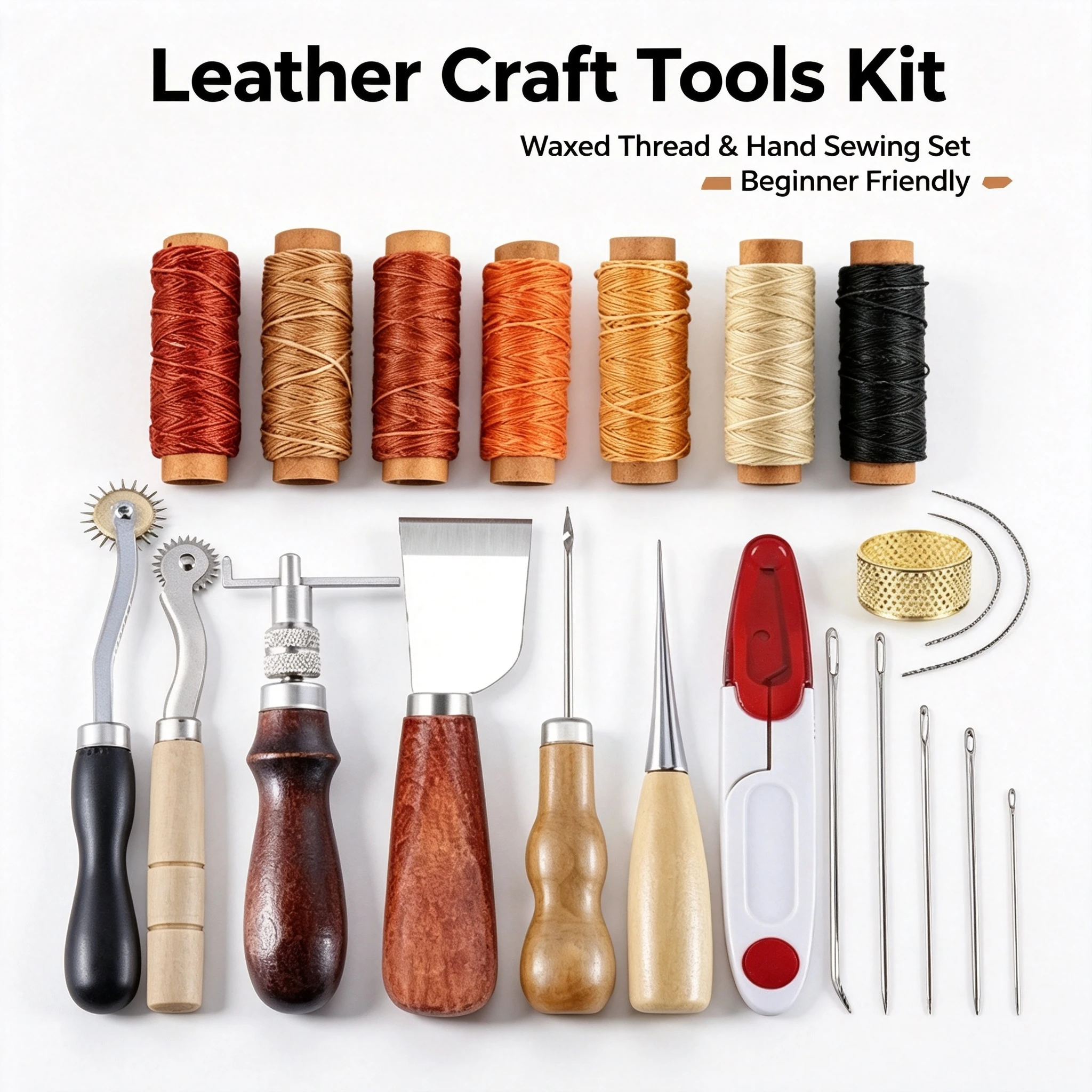 Leatherwork Hand Sewing Needles - 가죽 공예 도구 세트, 왁스 처리된