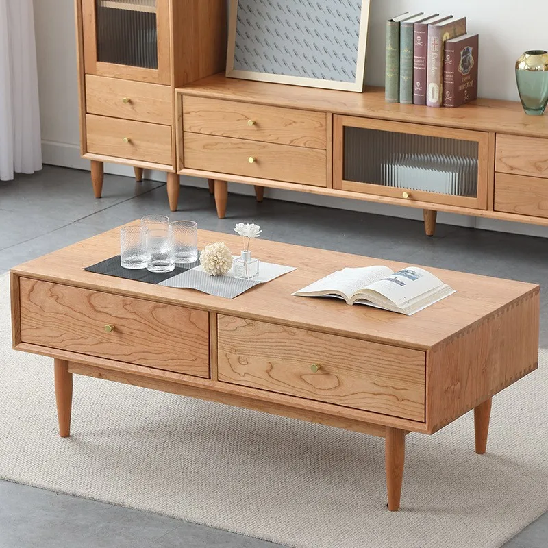 

Customizable cherry wood TV cabinet coffee table Nordic simple living room furniture small apartment wine cabinet