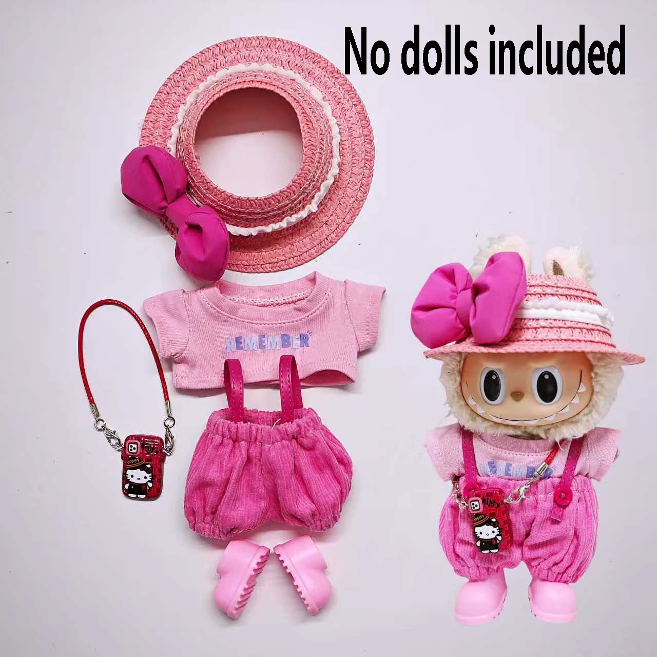 For Labubu High-quality Kids' Clothing 15cm - 17cm Lychee Berry Overalls Set Labubu Universal Clothing