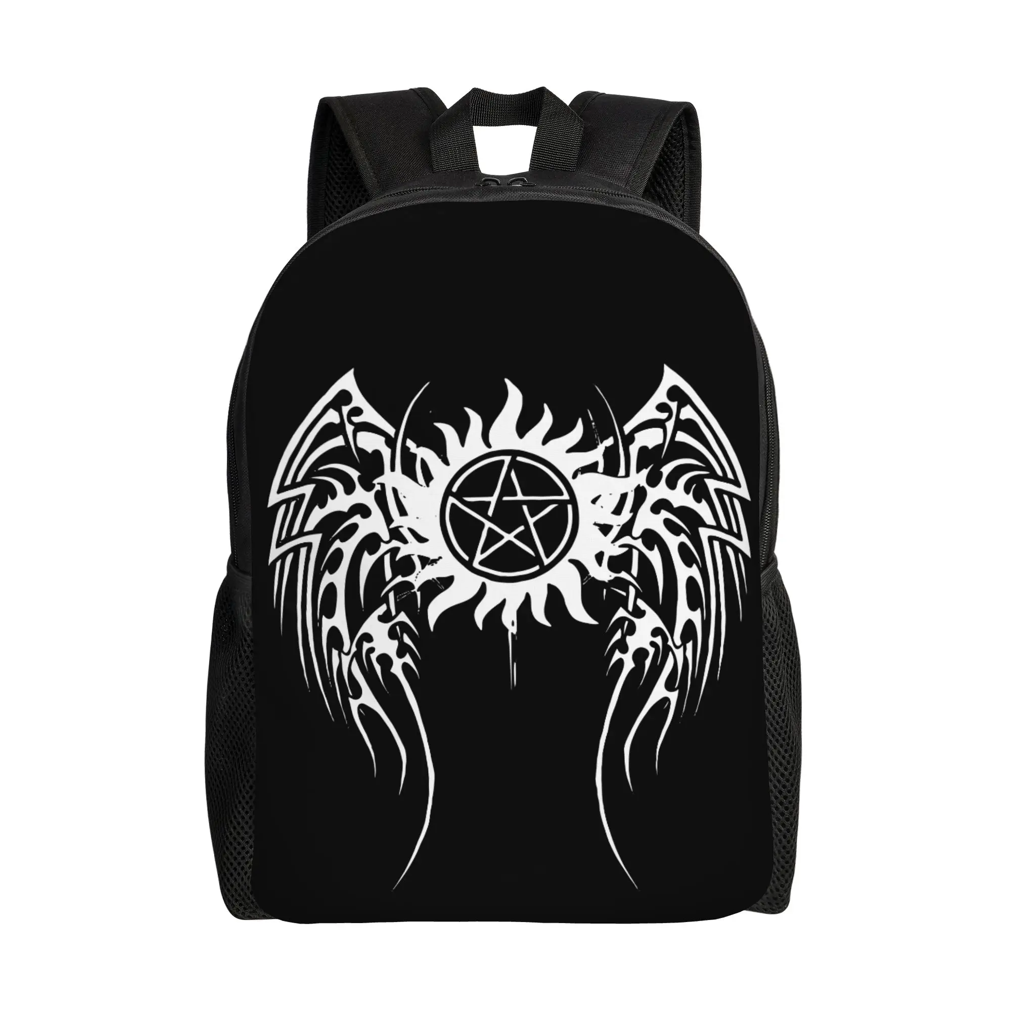 

Рюкзак Supernatural для мужчин и женщин, стильный, для школы и работы, с принтом Люцифера, черный, с изображением Сатаны, демона, дьявола, для ноутбука, холщовый, в подарок