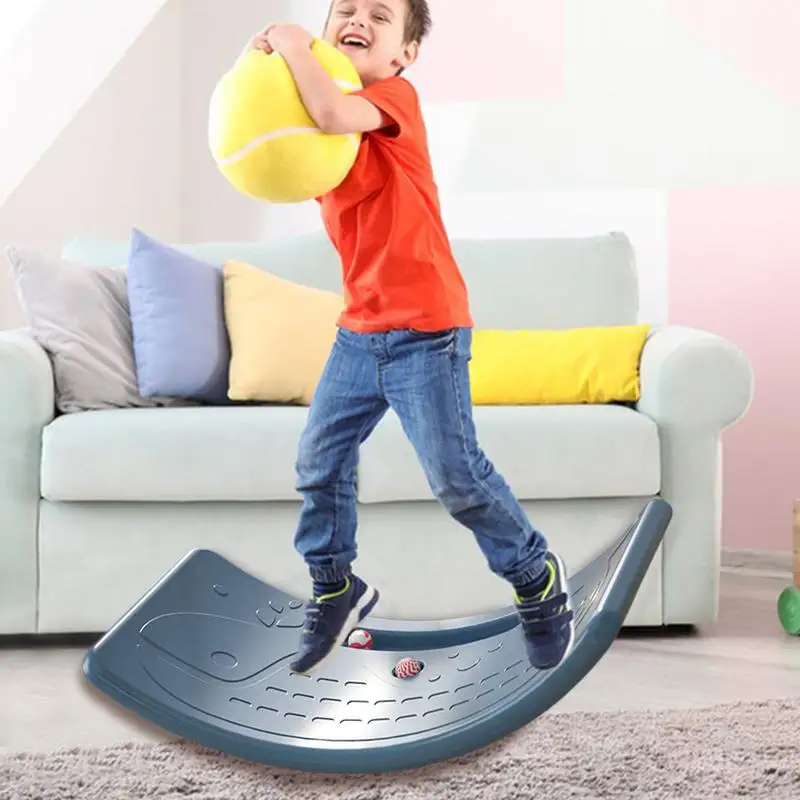 Toddler Balance Board Anti-Slip Strip Design Concentration Bending Board Toy Open-Ended Learning Toys Rocker Board For Balance