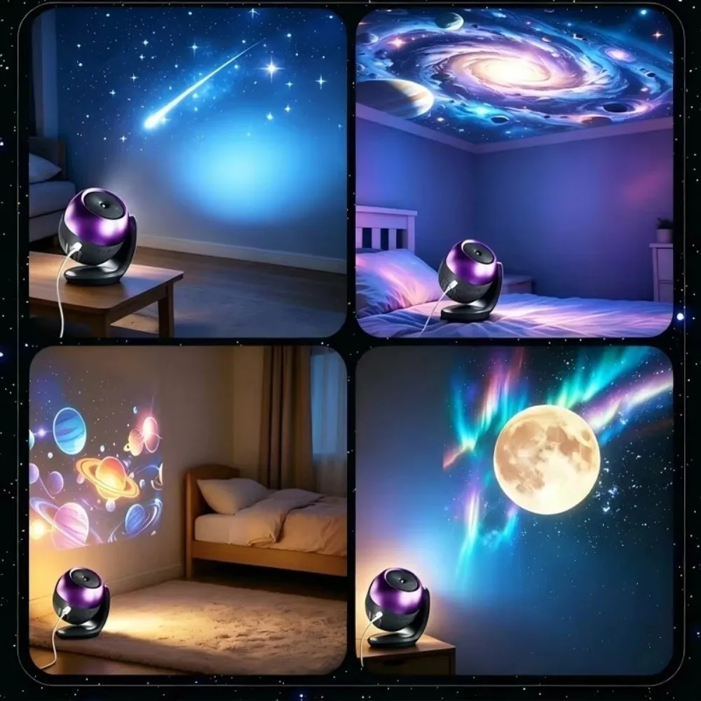24 Patterns Star Projector Night Light Rotatable Auto Timer Projection Lamp White Noise Starry Ocean Starry Sky Lamp Party Decor