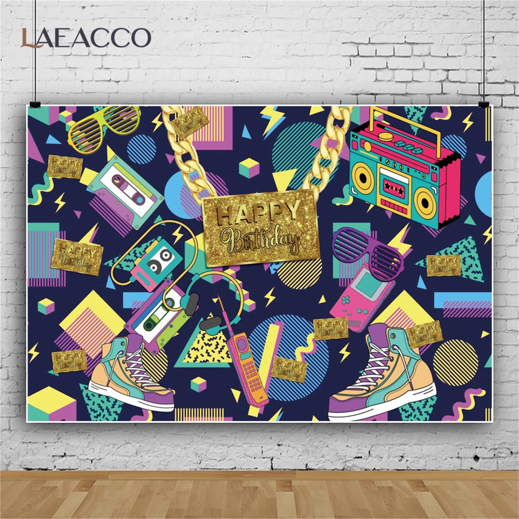 Custom 70s 80s HipHop Disco Music Happy Birthday Party Backdrop Photographic Background Banner Decor 90s Photography Studio Prop