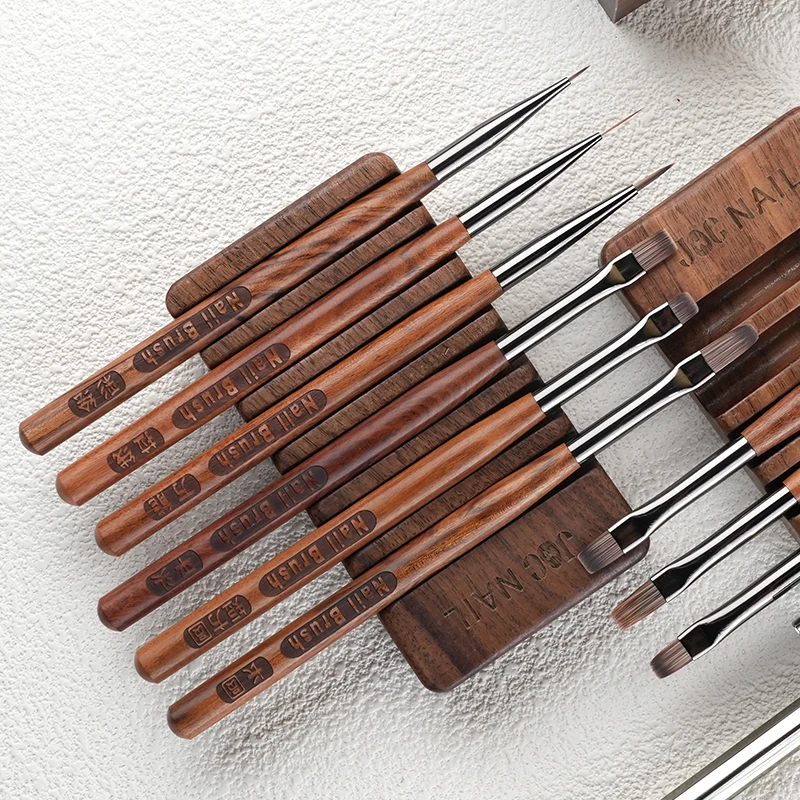 1 Pcs 6 Grids Sandalwood  Nail Brush Rack Shelf Painting Pen Rest Holder Stand Wood UV Gel Brush Display Holder Wholesale