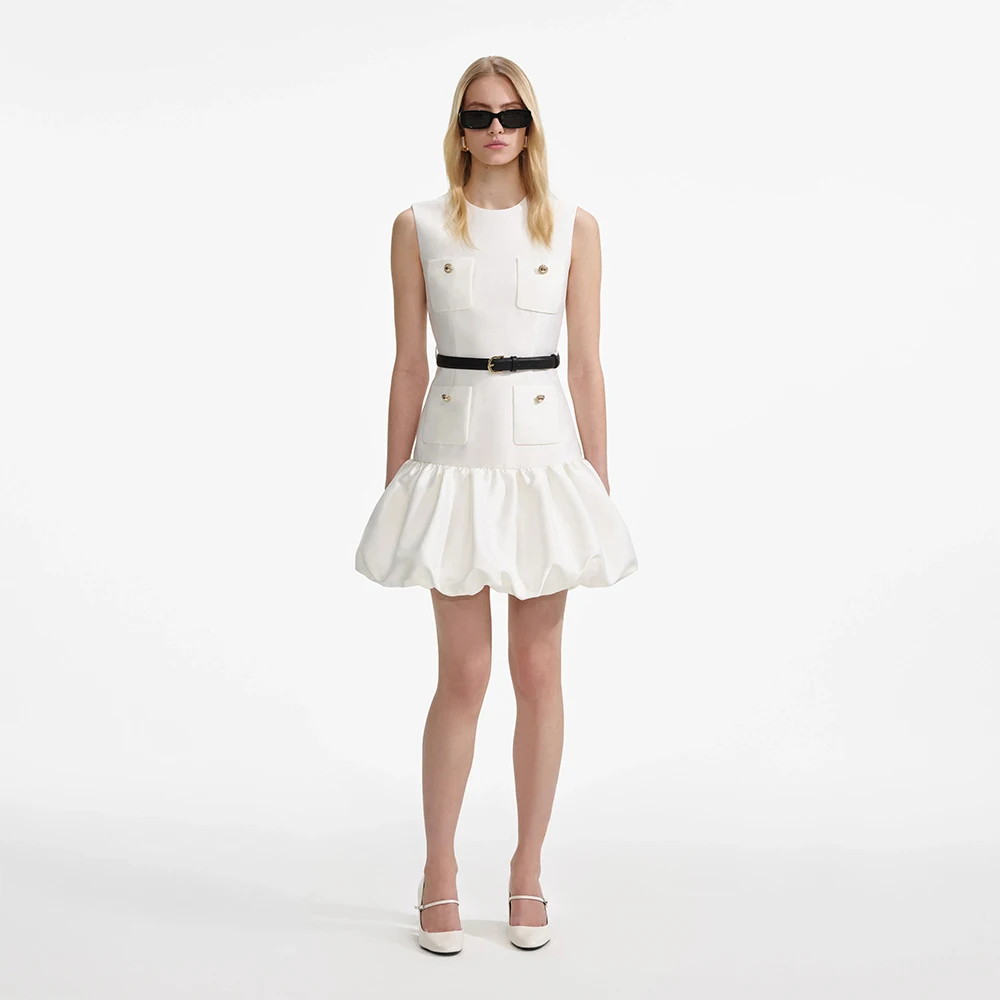 

Customized Modern Party Dresses for Women 2026 O Neck Mermaid Cocktail Gowns Mini Trumpet Pockets Short Cocktail Dress Ivory