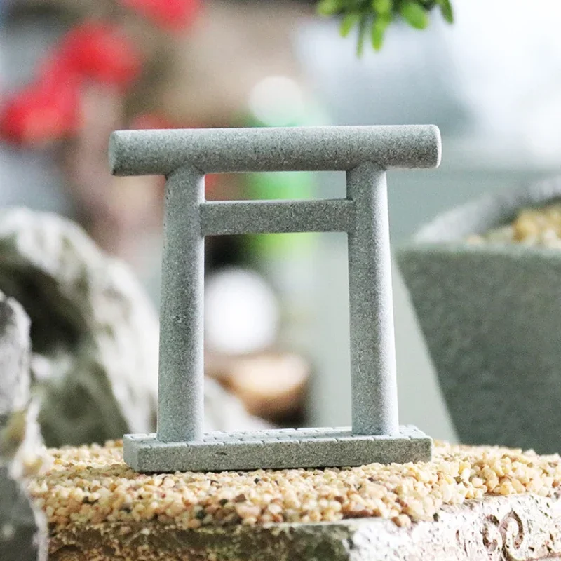 1pc Aquarium Decor Japanese Torii Gate Miniature Ornament Fish Tank Garden Shrine Shinto Landscape Sandstone Micro Decoration