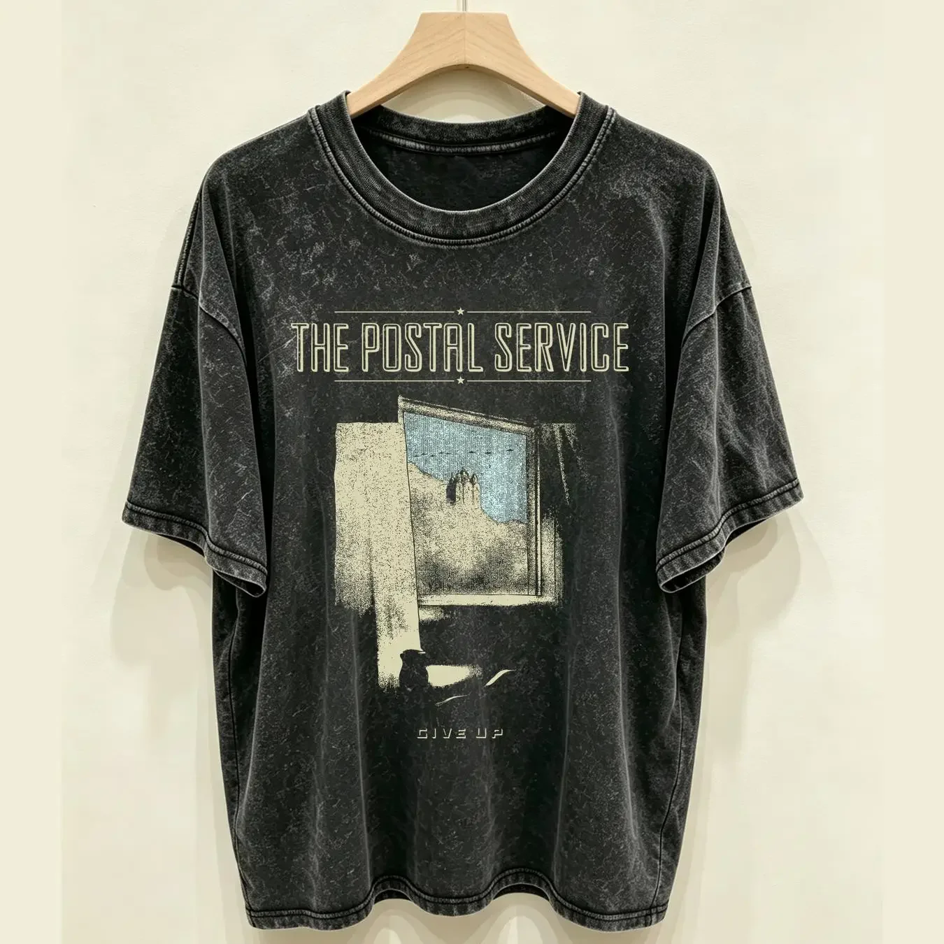 washed T Shirt The Postal Service Band Give Up Cotton Full Size S 5XL PR341 long or short sleeves vintage Washed Stylish homme