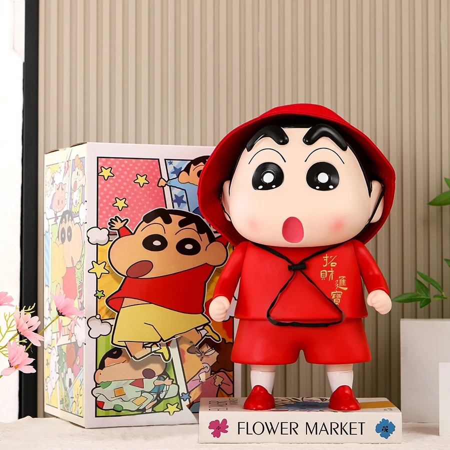 

40cm Crayon Shin-Chan Noob Oversized Size 1:1 Pajamas Piggy Bank Anime Figure Model Color Box Toys Ornaments Birthday Gift Doll