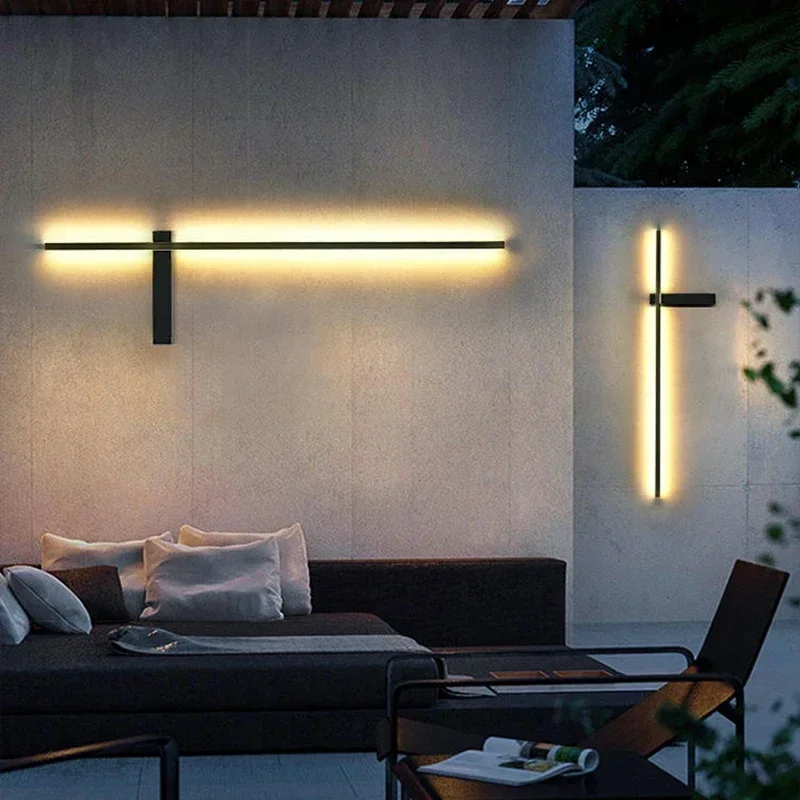 

Modern Cross Outdoor Wall Lamp Corridor Exterior Wall Entry Long Line Strip Lamps Villa Bedroom Front