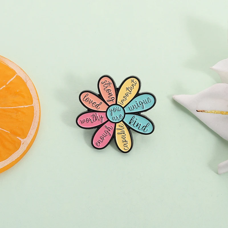 You Are Beautiful Worthy You Are Enough Enamel Pin Positive Quote Mental Health Self-care Brooches Lapel Badge Jewelry Gifts