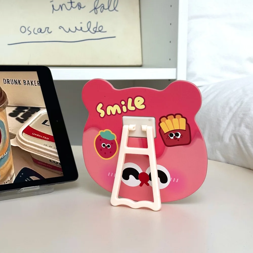 Cute Dual-purpose Bear Head Mirror Oil-edged Food Series Table Mirror Decorative Foldable Vanity Mirror Vanity Use