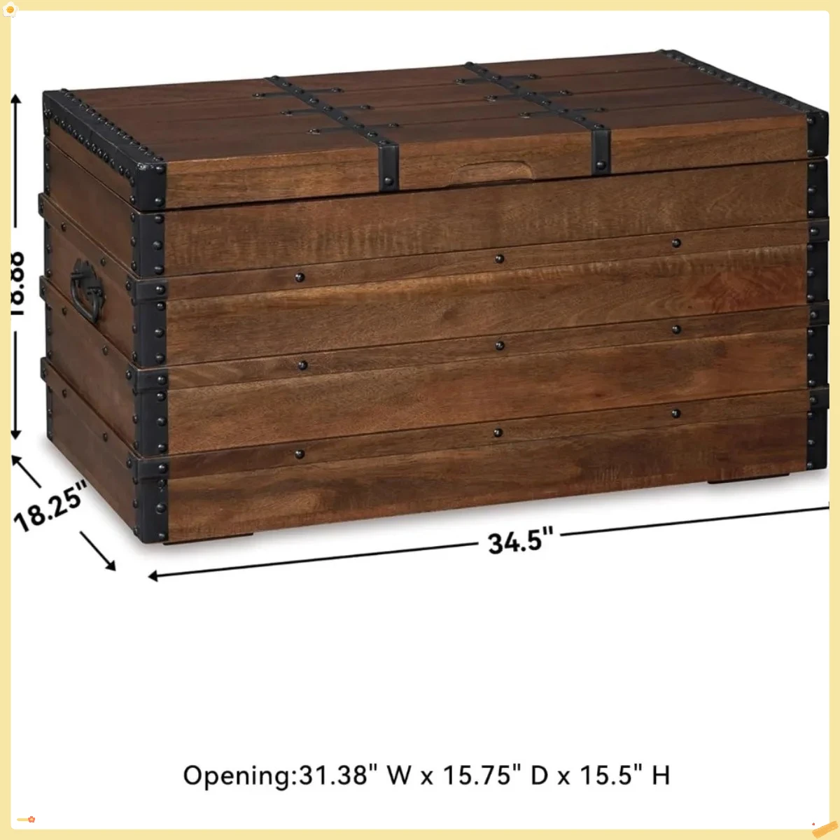 Багажник для хранения, сборка не требуется, темно-коричневый, 18,25 дюйма x 34,5 дюйма Ш x 18,88 дюйма В