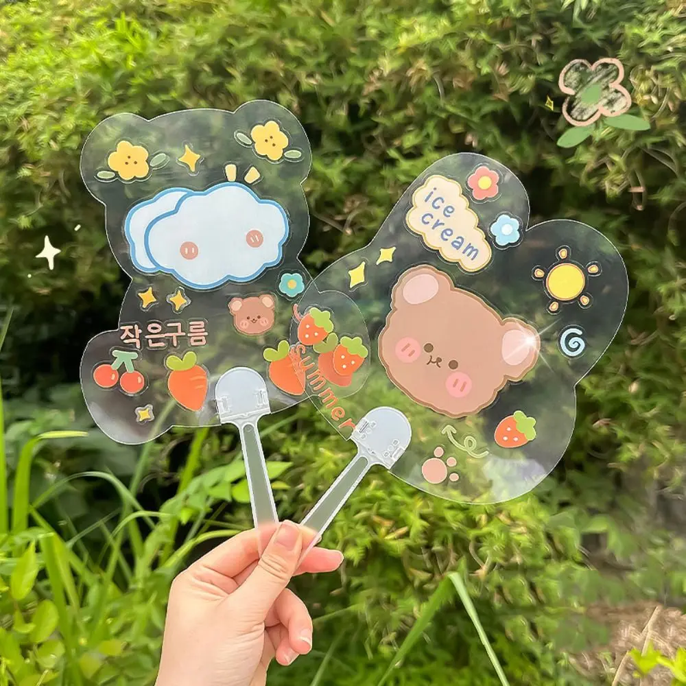 6PCS DIY Doodle Transparent Hand Fans Transparent Thicken DIY Blank Fan Plastic DIY Crafts Handheld Fans Handicraft Projects