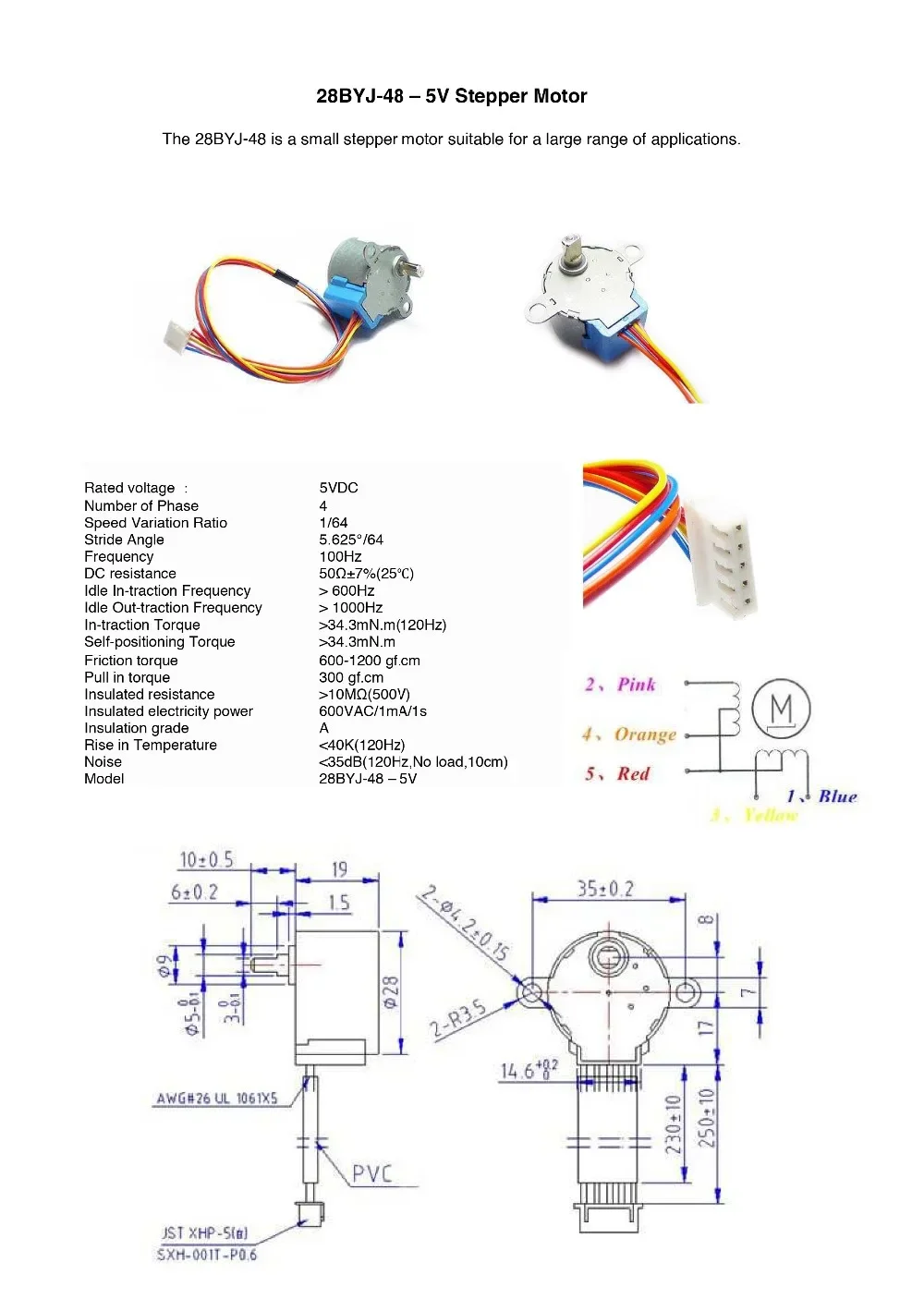 มอเตอร์สเต็ปเปอร์4เฟส DC แบบ28BYJ-48ชุดบอร์ดขับ ULN2003 5V + สำหรับของตกแต่งงานปาร์ตี้ Arduino