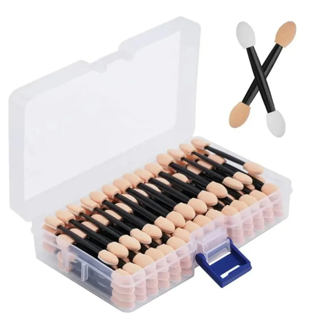 Applicatori monouso in spugna per ombretto da 100 pezzi a doppia testa con pennelli per ombretto contenitore da 6,5 cm