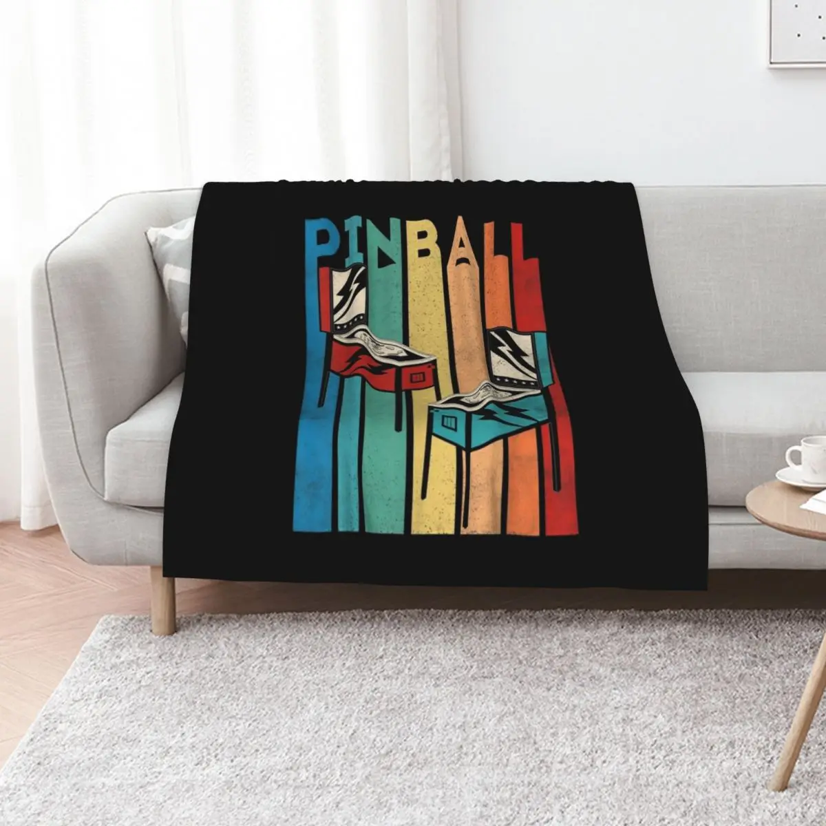 Retro Vintage Pinball, Funny Pinball Lovers Gift Throw Blanket bed plaid Shaggy Heavy Loose For Decorative Sofa Summer Blankets