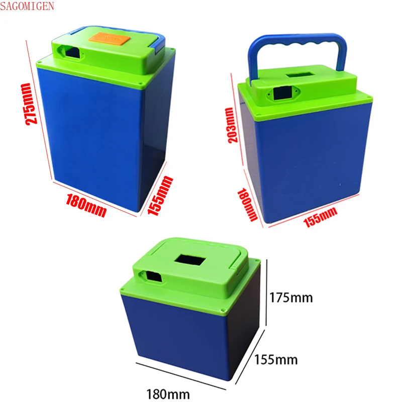 48/60/72V Electric Bicycle Scooter Battery Case Plastic Waterproof Lithium Battery Case 18650/21700/32650 Battery Storage Box