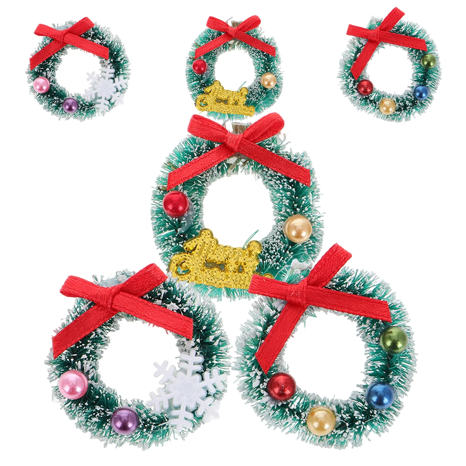 

6 Pcs Christmas House Micro Landscape Decoration Ornaments Garland Kit Toy Fish Tank Hanging Xmas Wreath