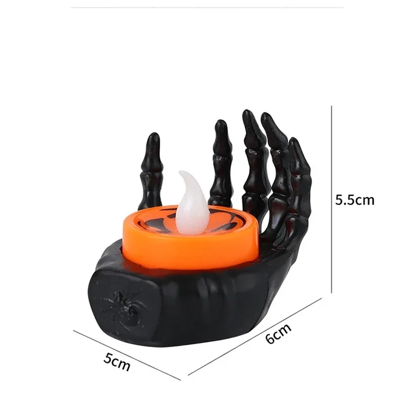 1 قطعة/2 قطعة LED الشمعدانات مصابيح بطارية تعمل بالطاقة هالوين لوازم الديكور حفلة الهالوين الإلكترونية النخيل وسادة أضواء الشموع