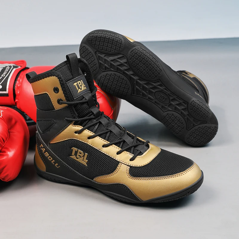 Wrestling shoes male Boxing Shoes Fighting Sanda Strength High Top Shoes light fighting Boots Weightlifting shoe Sneakers