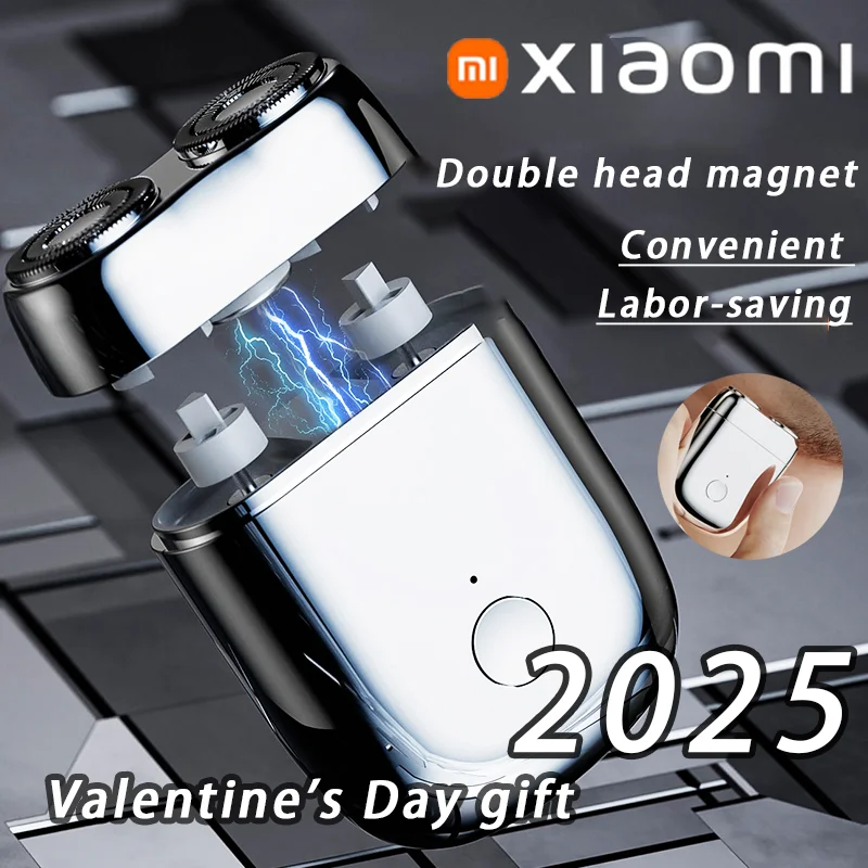 Xiaomi المحمولة الكهربائية الحلاقة الحلاقة أداة تهذيب اللحية ماكينة حلاقة مزدوجة الرأس الرجال اللحية IPX7 مقاوم للماء جيب هدايا عيد الحب