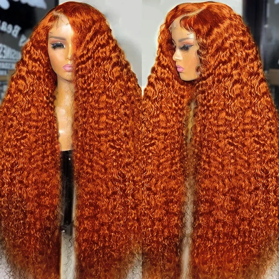 

Orange Ginger Deep Wave Colored Glueless Wigs for Women Choice 13x4 Lace Frontal Human Hair Wigs 13x6 HD Lace Front Curly Wigs