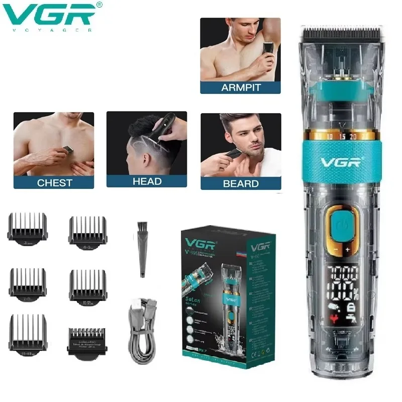 

Машинка для стрижки волос VGR, водостойкая машинка для стрижки волос, беспроводной триммер для волос, триммер для тела, машинка для стрижки с трехскоростной регулировкой для мужчин V-695
