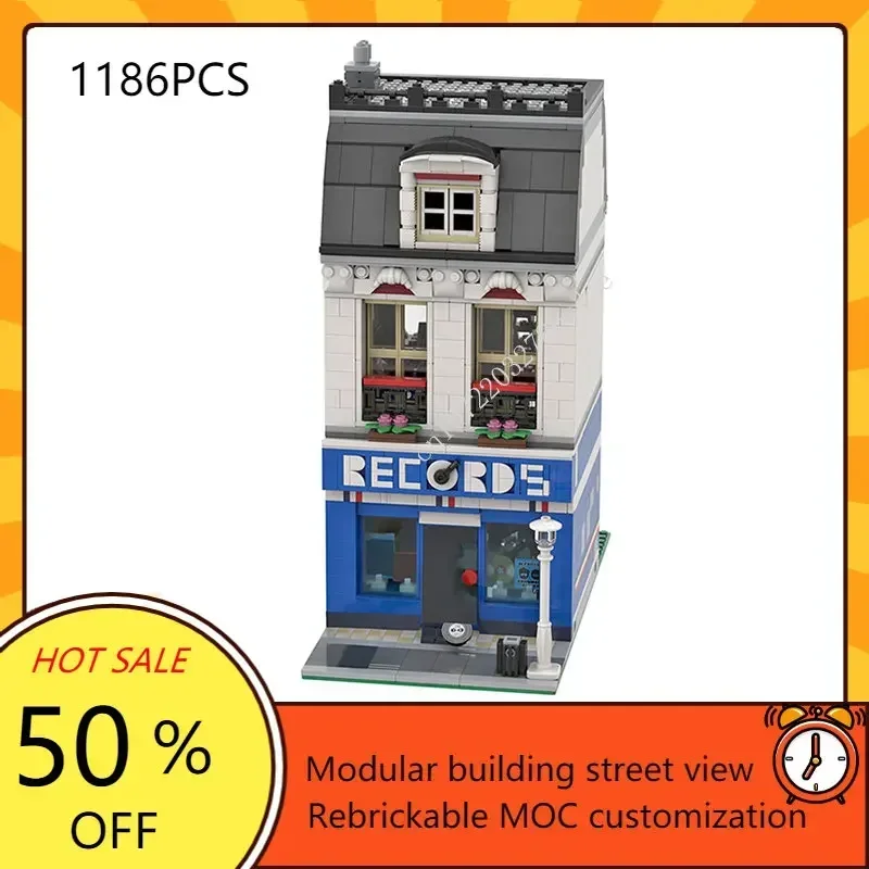 

1186PCS Records Studio Modular MOC Creative street view Model Building Blocks Architecture DIY Education Assembly Model Toy Gift