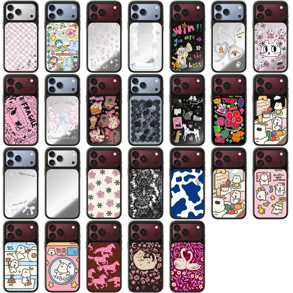 6091513 Glaze / Mirror Surface Acrylic Black Border Magnetic Impact Cover for IPhone 17 18 Pro Max Case for IPhone 17Pro