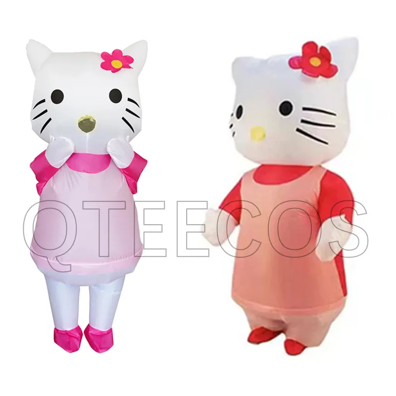 

Надувной костюм Hello Kitty для косплея, наряд для Рождества, Хэллоуина, праздничных вечеринок, кавайная одежда, надувные костюмы кошки Китти для взрослых