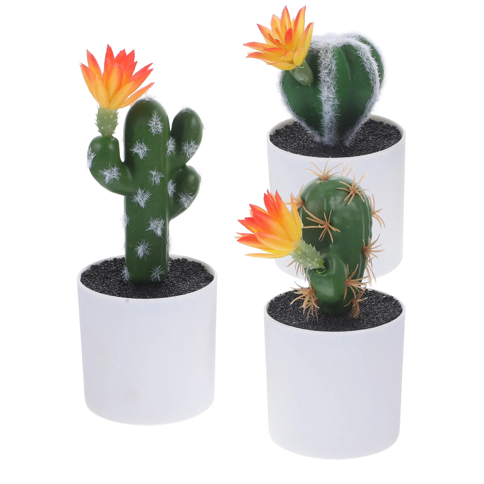 

3 шт. Искусственные кактусы-бонсай, реалистичные имитации растений в горшках, декор для дома и офиса, настольные украшения, имитация зеленых растений