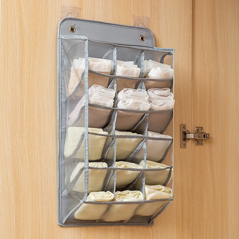 Non-Woven ONE-Sided Underwear Storage Bag Wardrobe Hanging Bag Folding Clothing Organizer Transparent Socks Bra Storage Bags