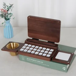 Wooden Folding Watercolor Paint Box 24 Color Palette Art Students Outdoor Travel Watercolor Painting Creation Portable Supplies