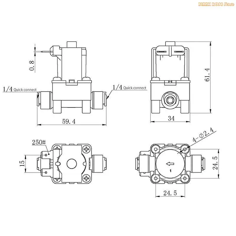 مللي مملوء بالملف اللولبي للماء البلاستيكي K1ae للصمام 220 فولت 1/4 "عادةً ما يكون مفتاح تدفق مدخل الماء مغلق #2