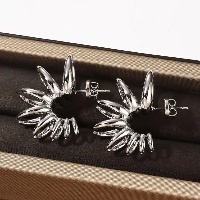 

2025 новые модные латунные серьги золотого, серебряного цвета, нерегулярные серьги, женские ювелирные изделия, дизайнерский бренд, панк, готический тренд