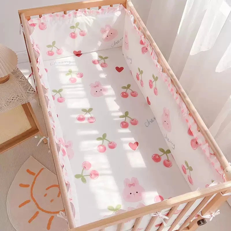 6Pcs /Set Baby Boys Girls Crib Bedding Set Cotton Baby Bed Linens Set Baby Bedding Kit include Cot Bumpers Sheet Pillowcase