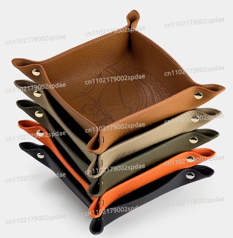 Popular leather storage tray, jewelry, keys, stationery, cosmetics, desktop ornaments, living room clutter box