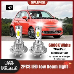 Plug And Play H7 LED Headlight Low Beam Bulbs 70W 8000LM 9V-24V For Fiat 500 2015 2016 2017 2018 2019 2020 2021 2022 2023