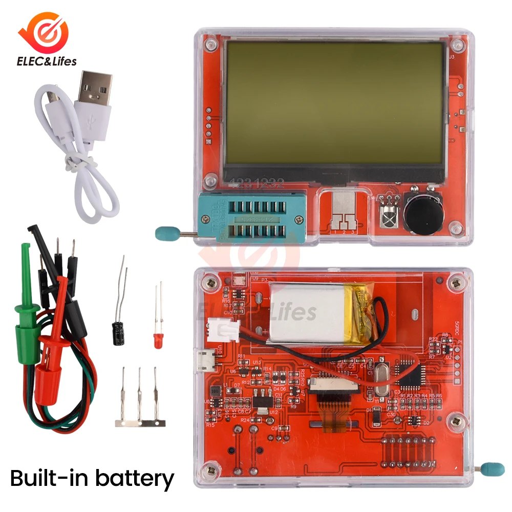 LCR-T10H Multifunctional Transistor Tester With Large Screen Graphic Display And 3.7V Lithium Battery For Diode Triode Capacitor