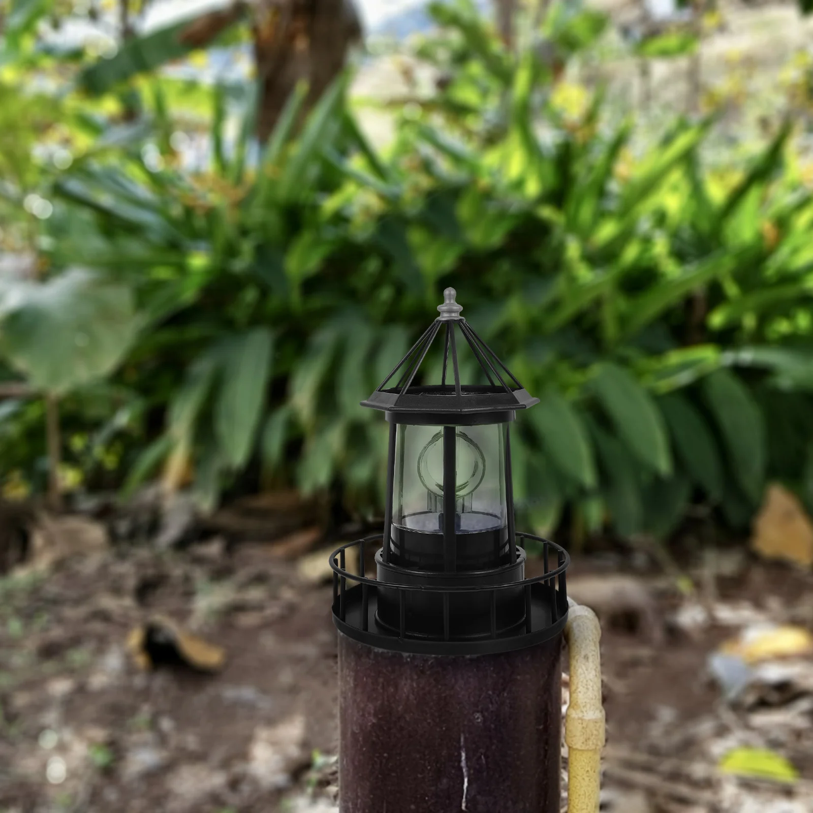 

1pc Rotating Lighthouse Solar LED Lamp Outdoor Revolving Iron Lights Waterproof 360 Degrees Landscape Lighting Scene Decorative